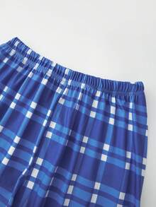 Kid Boys Christmas Set - Reindeer Print Raglan Sleeve Top And Plaid Pants, Holiday Outfits