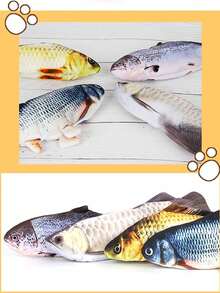 1件电动摇摆鱼猫玩具电动鱼仿真跳猫自娱神器磨牙耐咬猫玩具幼猫无聊玩宠物用品 - 彩色 - 查看 3