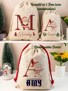 Personalised Santa Sack - Custom Christmas Sack - Personalised Christmas Toy Sack - Name & Initial Christmas Reindeer - Christmas Gifts. Christmas Gifts, Large Santa Sack, Christmas Stocking Sack, Holiday Gift Bag, Personalized Christmas Sack, 2025 Family Gifts, Santa Gifts. Custom Initial Christmas Santa Sack, Personalized Xmas Gift Pouch, Monogrammed Drawstring Bag - Multicolor - View 3