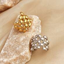 New 18K Stainless Steel Fashion Ring, The Opening Design Can Be Adjusted In Size - 6-dourado - 查看 4