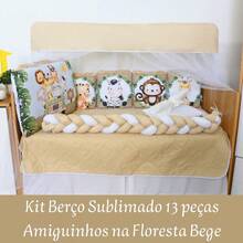Sublimated American Crib Kit With Pillows And Braid Protector For Girls And Boys, 13 Pieces - 柿子林裡的小朋友們 - 查看 11