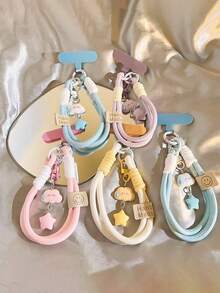 Colgante de teléfono con diseños de tortuga, nube y estrella - Correa de muñeca universal hecha a mano para teléfono, cámara, llaves - Accesorios de llavero con encantos de dibujos animados lindos - Empaque de multicolor