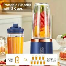 Household Double-Cup Electric Juicer, Electric Stirrer, Vegetable Juice Cup Mini Wireless Portable Juicer, Suitable For Home And Outdoor Travel, USB Charging, 6-Blade Gift Juicer, Multi-Functional Juicer, Kitchenware Supplies - Nhiều màu - Xem 5