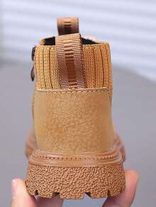 1 par de botas de tobillo para niños con suela suave antideslizante y punta redonda, casuales y de moda, adecuadas para otoño/invierno - Marrón - Ver 9