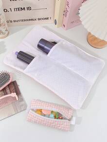 1 件/套格子印花绗缝可爱吹风机收纳袋卷发器收纳袋吹风机支架美发工具包发夹收纳袋旅行收纳袋套装旅行携带整理袋用于卷发工具（卷发器、吹风机）、发夹、直发器、小物件多功能收纳袋旅行必需品邮轮必需品宿舍必需品返校礼物妈妈礼物伴娘礼物情人节礼物 - 粉色 - 查看 4