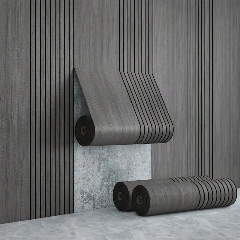 1卷，Meoky品牌，加厚，可剥离可移除，仿3D纹理木纹网格面板，复古木纹条纹自粘墙板，乙烯基材质，防水，防刮，隔音壁纸。适用于客厅、卧室、天花板、走廊、咖啡厅、办公室装饰，高端家居艺术装饰。