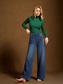 TOP Cross-Border Street Fashion New Products Leisure Vacation Loose Casual Basic Versatile Women's Jeans Trousers