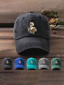 1 In Hình Đầu Lâu Uống Bia Mũ Bóng Chày, Có Thể Điều Chỉnh, Thích Hợp Cho Halloween, Ngoài Trời, Chống Nắng, Lễ Hội - Mũ bóng chày - Xem 9