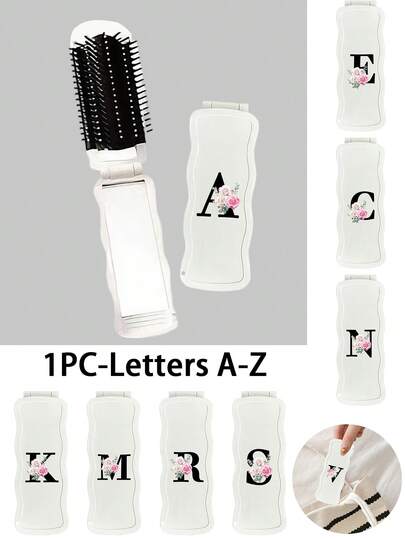 White 2-In-1 Foldable Hair & Makeup Mirror – Portable Flower Letters A-Z Pattern, Tabletop, Foldable 180 °,Contemporary Beauty Tool For Travel,Folding Comb With Makeup Mirror, Easy To Carry, Perfect For Travel Outgoing Use, Dual-Use Air Cushion Comb, Scalp Massage Hair Comb,Suitable For School, Work, Travel, Vacation, Giving To Girls, Family, Friends, Colleagues, Mothers, Mother's Day Gifts,Brush,Hair Brushes,Edge Brush,Brush Hair,Hair Comb,Comb Hair,Detangling Brush,Ball Brush,Mini Hair Brush,Hair Brush Set,Wooden Comb,Hair Brush, Brush, Comb, Slick Back Brush, Hairbrush, Edge Brush, Brush Hair, Hair Comb, Hair Brush Set, Comb Hair, Mini Hair Brush, Detangling Brush, Hair Brushes,Hair, Accessories, Hair Products, Hair Tools, Hair Stuff, Hair Care, Curly Hair Brush, Barber, Barber Accessories, Hairdressing Equipment,Travel Essentials,Travel Essential,Hairstyle,Hairdressing