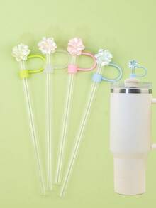 4 PIEZAS/6 PIEZAS/7 PIEZAS Tapas de silicona para sorbetes de 10 mm/0.4 pulgadas, accesorios para taza de 30/40 onzas con asa, funda para sorbete de Love Shack Fancy, tapa de sorbete con forma de flor de huevo para días festivos, tapa reutilizable para sorbete de taza