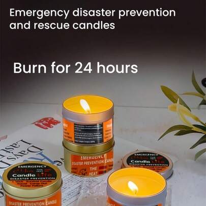1pc/2pcs/4pcs/6pcs Outdoor Camping Survival Emergency Candles, 24-Hour Burn Time, Smokeless, Vegetable Soy Wax, Suitable For Power Outage, Camping, Earthquake, Disaster Relief, Birthday Party