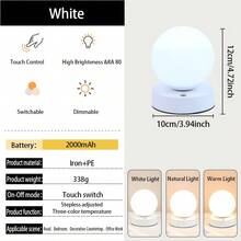 Lampă de birou LED cu telecomandă 1 buc cu funcție de temporizator, reglare continuă a intensității luminoase în 3 culori, lampă de masă cu control tactil pentru protecție a ochilor, lumină de noapte reîncărcabilă fără fir, potrivită pentru dormitoare, cămine studențești, bar, camping, hrănire la miezul nopții