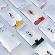 10pcs RFID Card Cover, High-Quality Credit Card Protection Cover, Portable And Durable ID Card Anti-Theft RFID Card Cover, Silver RFID Blocking Sleeve For Male And Female Wallets - 10 chiếc - Xem 2