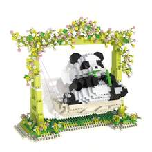1008pcs Panda Swing Building Blocks Set, ABS Material, Animal & Plant Themed, Movie-Inspired Decor, Ideal For Office, Living Room, Christmas, Halloween, New Year, Birthday Gifts - Multicolor - View 7