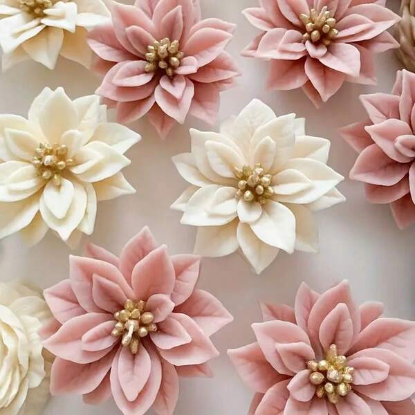 1 pezzo Stampo in silicone a forma di fiore natalizio, strumento in resina a forma di foglia d'edera fai-da-te, stampo per candele, cera, gesso, adatto per decorazioni per compleanni, San Valentino, Festa della Mamma, matrimoni, Capodanno, decorazioni natalizie