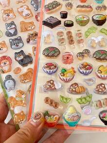 3D Japan Style Embossed Funny Acrylic Diamond Stickers, Sushi Shiba Inu DIY Decorative Stickers, Cute Embossed Stickers For Phone Decoration