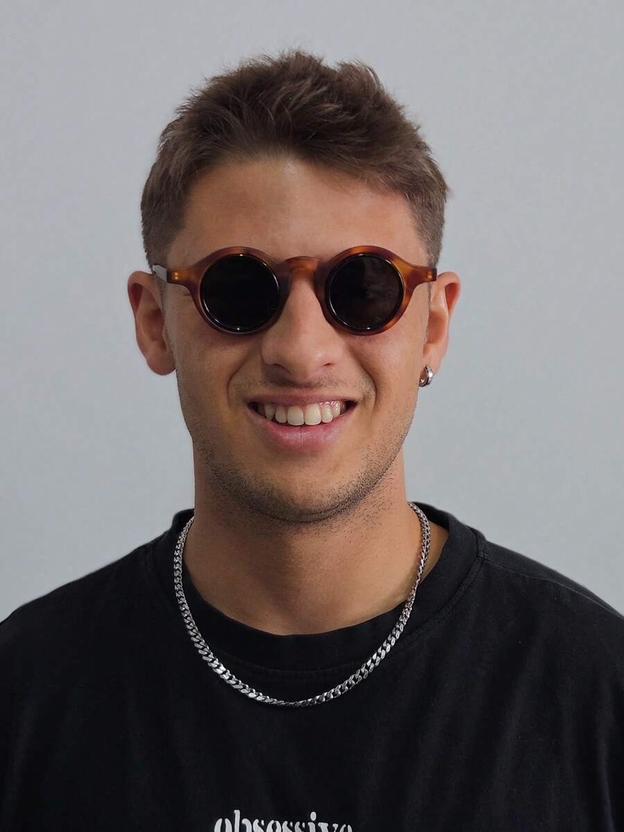 1pc Retro Small Frame Animal Plaid Fashion Glasses, Bohemian Style High-End Minimalist Versatile Street Snap Glasses, Suitable For Daily Wear