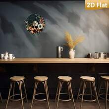 2D Flat Charming Record Metal Sign With Floral Design Round Aluminum 2D Printed Retro Decoration Home, Kitchen, Garden And Office -, Funny Retro Metal Poster Room Decoration - 彩色 - 查看 5