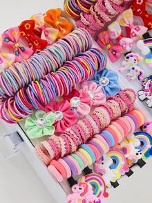 287个女孩水钻花朵发夹，可爱公主发圈，高弹力不伤发发圈，马尾辫发圈，蝴蝶结发带，时尚百搭鳄鱼夹，适合日常佩戴的发饰，礼物，秋季时尚，爪夹，发夹，礼品，蝴蝶结，头饰 - 彩色 - 查看 2