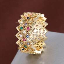 1pc Pointed Lace Hollow Design Cubic Zirconia Inlaid Fashion Ring For Women - Multicolor - View 28