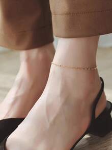 1 件简约不锈钢链脚链，适合度假和海滩