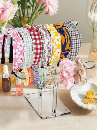 1pc Acrylic Hair Accessories Display Stand, Acrylic Headband Stand, Acrylic Hair Tie Storage Rack, Acrylic Hair Clip Organizer, Transparent Acrylic Hair Accessories Holder
