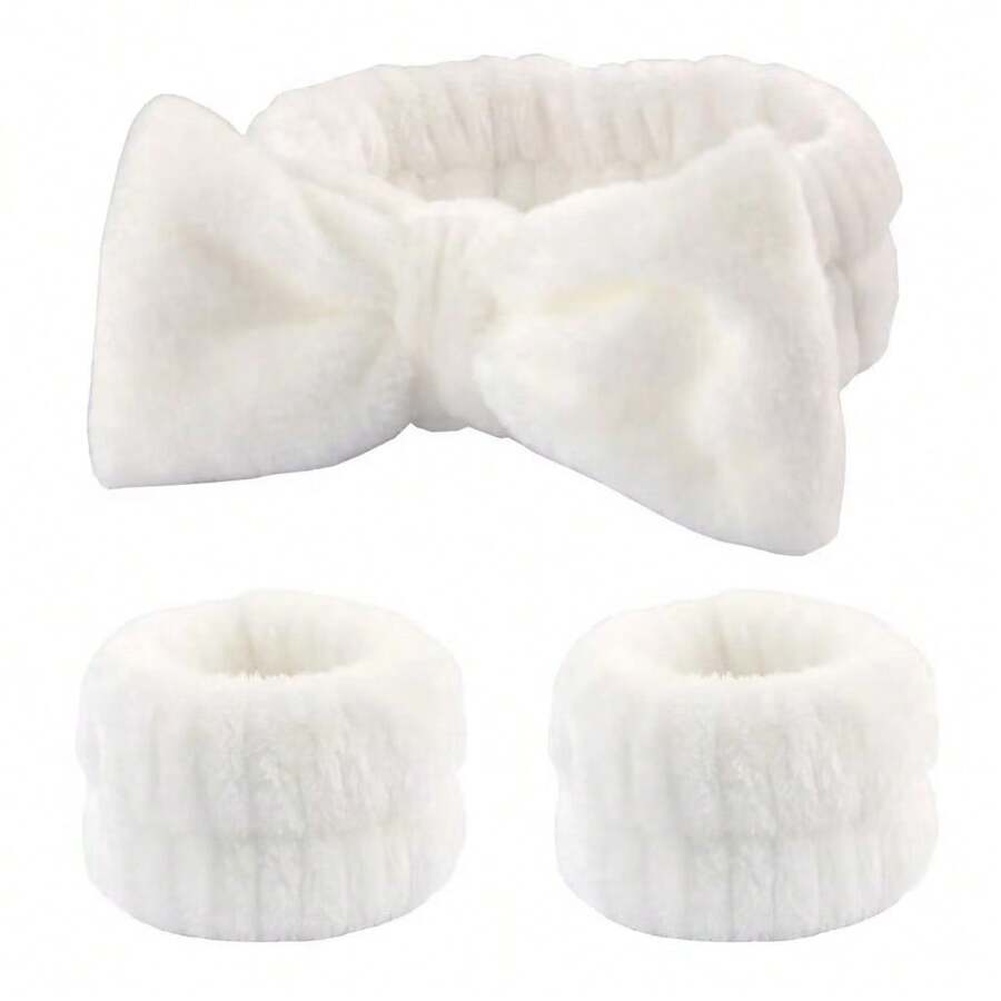 3-Piece Kit With One Pair Of Facial Washing Bracelets + One Water-Absorbing Artifact - White - View 1