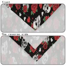 1 pièce Nappe en polyester noir avec motif squelette, motifs de crânes, fleurs et cœurs. Nappe rectangulaire/carrée imperméable, anti-taches et sans plis. Pour la décoration intérieure et extérieure, maison, chambre, salle de bain, cuisine et salle à manger. Idéal pour Halloween, Noël, mariage, anniversaire, fête, pique-nique et autres occasions festives.