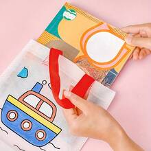 8pcs/Set Japanese Style Minimalist Cartoon DIY Pattern Graffiti Art Tote Bag, DIY Painted Document Bag - Multicolor - View 9