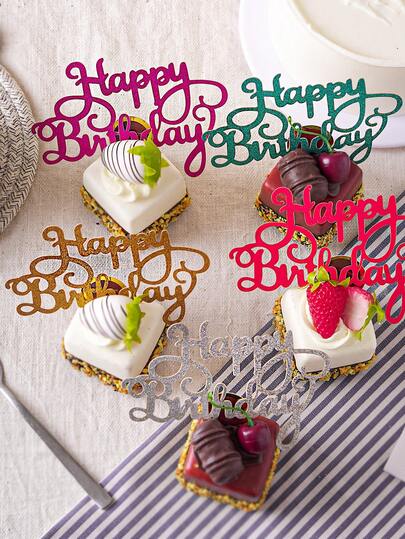 10pcs/50pcs Multi-Color Birthday Cake Toppers Set, Glitter Cake Decorations Birthday Cake Picks Party Supplies