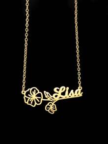 Personalized Birth Flower Name Necklace/Custom Jewelry/Birthday Gift/Horizontal Birth Flower Name Necklace/Christmas Gift/Bridesmaid Gift/Custom Name Necklace/Birthday Flower Jewelry/Flower Name Necklace/Handmade Birthday Gift/Gift For Her, Floral Design Personalized Name Necklace - December Flower Gift, Mother's Day, Father's Day, Easter Everyday & Party Jewelry, Unisex, Mother's Day Necklace, Elegant Luxury Accessory For Any Occasion, Halloween Gift, Valentine's Day Gift, Wedding Gift