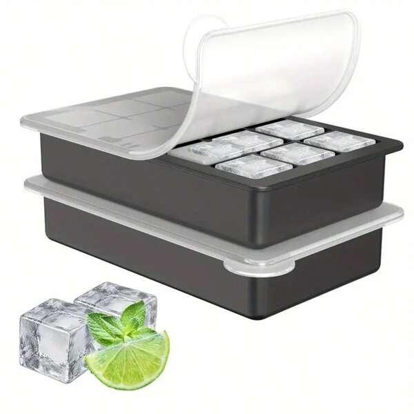 15-Cube Silicone Ice Cube Tray With Leak-Proof Lid - Stackable, Dishwasher , Portable & Space-Saving Design For Cocktails, Drinks, Meals On-The-Go, Beverage Cooling, Compact Storage, Highquality Mold, Freezer Storage, Home Bartenders