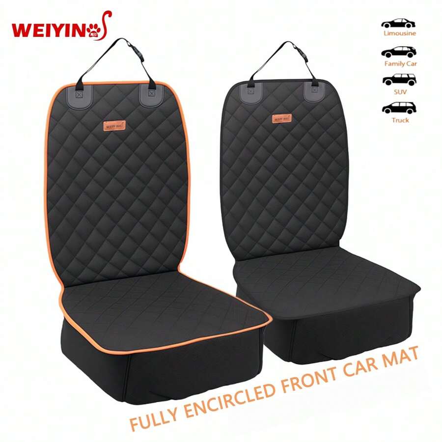 Cubierta de asiento para perro WEIYIN para camioneta SUV, cubierta de asiento de coche impermeable para mascotas, resistente y duradera con solapas laterales, resistente a arañazos para el asiento delantero del perro
