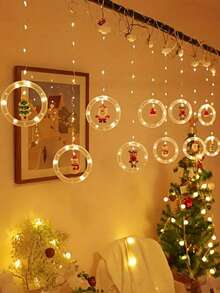 1 Pack New [LED Christmas Decorative Lights - DIY Christmas LED Curtain Light Set] USB Powered Holiday Decoration String Lights, Holiday Decorations, Featuring Christmas Tree, Snowman, Reindeer, Santa Claus Shapes - Suitable For Home, Bedroom, Party And Christmas Decoration Indoor String Lights, Colorful Lights For Window Display! Christmas Decoration XMAS Decor Christmas Tree Gift Decor Thanksgiving Birthday Decorations For Gifts Party Supplies Indoor Outdoor Garden Holiday Festival Decor