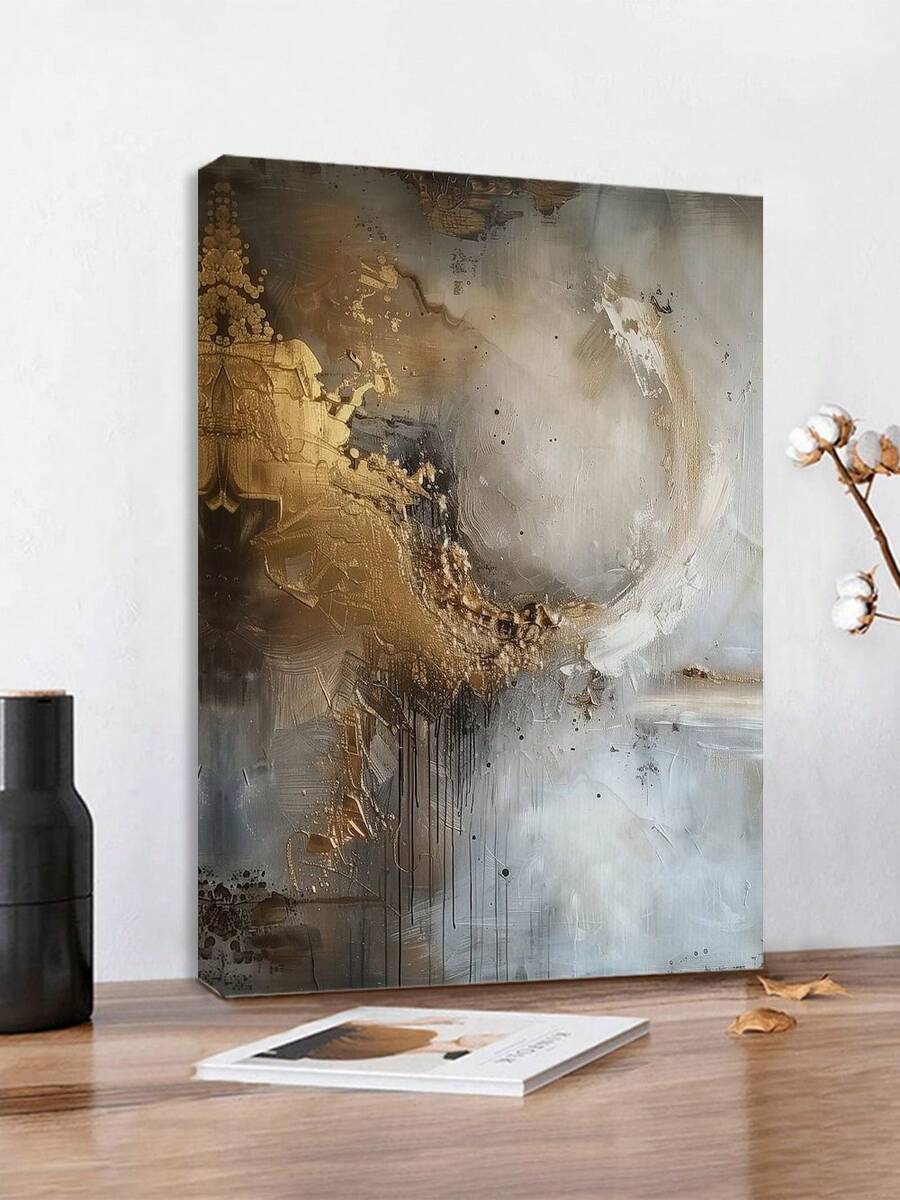 1PC Circle, Gold Paint, Abstract Art Canvas Painting   Wall Art For Living Room  BathRoom  Decor Framed Unframed Canvas Prints For Personalized Canvas Wall Decor