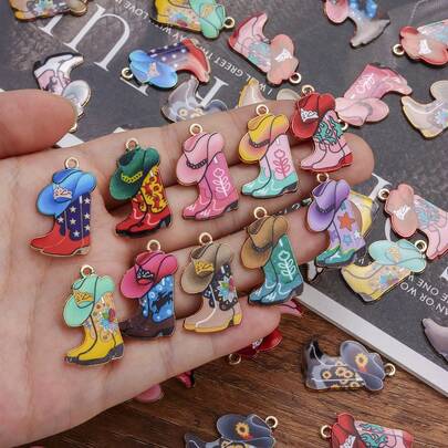 50/30/10 buc cizme de cowboy western mixte, pălării, pandantive, decor cu imprimeu vintage, potrivit pentru brățări, coliere, brelocuri, accesorii pentru cercei în stil boho DIY