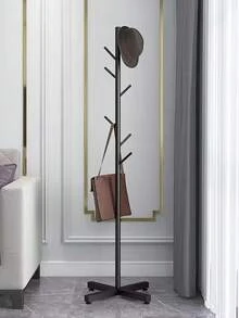 Modern Minimalist Freestanding Entryway Coat Rack, Efficient Space Utilization Metal Shelving With Slate Top (Product Packaging Includes QR Code For Assembly Video) - Black - View 5