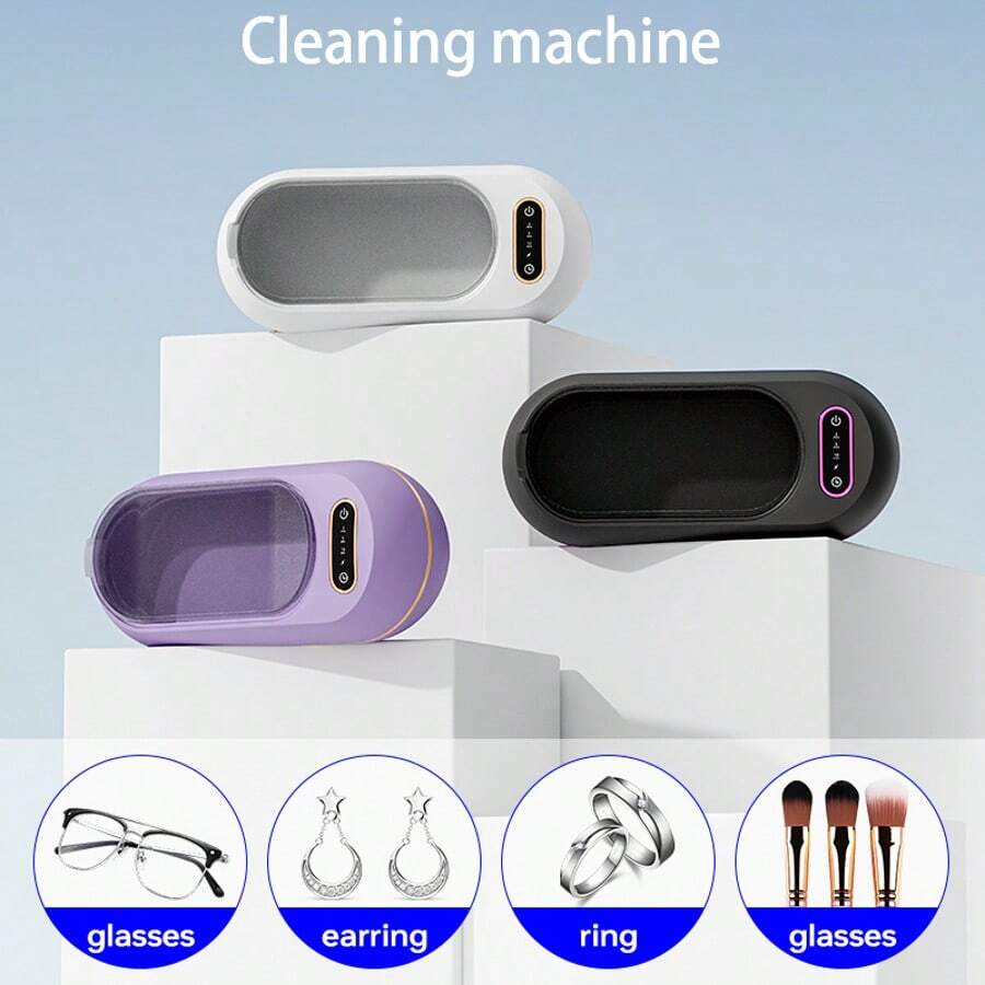 1 Peça Máquina de Limpeza, 3 Modos de Limpeza Profunda 360°, Máquina de Limpeza Portátil para Uso Doméstico, Adequada para Pincéis de Maquiagem, Aparelhos Ortodônticos, Dentaduras, Joias, Óculos, Relógios, Anéis, Protetor Bucal, Alinhadores, Cabeça de Escova de Dentes | Uso Doméstico Sem Esforço