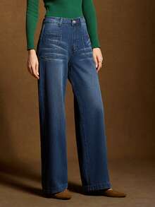 TOP Cross-Border Street Fashion New Products Leisure Vacation Loose Casual Basic Versatile Women's Jeans Trousers