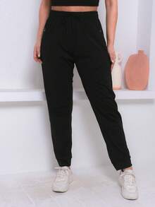 Women's Sports Pants With Elastane - Comfort And Flexibility For Physical Activities - 珊瑚紅 - 查看 3