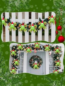 2/4 Stücke festliche rote und grüne Weihnachtsschleifen Dekorationen mit Weihnachtsmannmütze & Plüschlaub - Glitzer Punkt Bänder für Kränze, Bäume und Feiertags-Party Ornamente, festliche Verzierungen | Weihnachtsmann-Themen Dekoration | Dekorative Bänder, Weihnachtsdekorationen