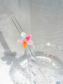 1/2/6pcs Beautifully Designed, Reusable Straws, Glass Straws, Perfect For Smoothies, Milkshakes, Milk, Tea, Juices, Festivals Accompaniment Gifts