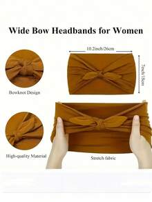 1 件超大兔耳头带，带松紧腰带 - 柔软混合瑜伽运动头巾，女士四季吸汗带，4 种颜色可选（黑色、棕色、白色、灰色）秋季发带蝴蝶结发饰秋季女式头巾健身吸汗跑步发带冬季度假装女士 - 彩色 - 查看 5
