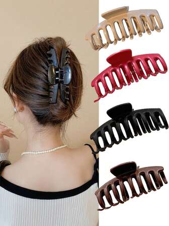 1 件女士彩色硅胶龙骨爪夹，风格简约优雅，时尚百搭，发夹，适合日常和户外通勤、装扮和约会，爪夹，发夹，发夹秋冬发夹发饰，适合女士度假装扮