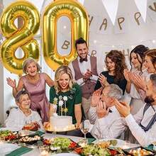 40-Inch Large Number Balloons 10 20 30 40 50 60 70 80 90-Year-Old Adult Birthday Anniversary Decoration Supplies Gold Aluminum Foil Balloons Individually Wrapped For Party Decorations, Birthday Balloons