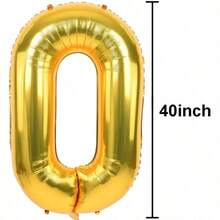 40-Inch Large Number Balloons 10 20 30 40 50 60 70 80 90-Year-Old Adult Birthday Anniversary Decoration Supplies Gold Aluminum Foil Balloons Individually Wrapped For Party Decorations, Birthday Balloons