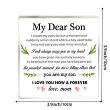 1 pièce Décoration acrylique personnalisée avec un message sincère de la mère au fils, amour maternel éternel, décoration polyvalente convenant à toute pièce, cadeau idéal des parents au fils, sans électricité requise