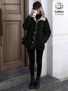 Mobula Sound# Middle East Versatile Casual Sports Fashion Women's Spring Autumn Winter Fleece Windproof Jacket, Blue Y2K Student College Young Style Denim Jacket