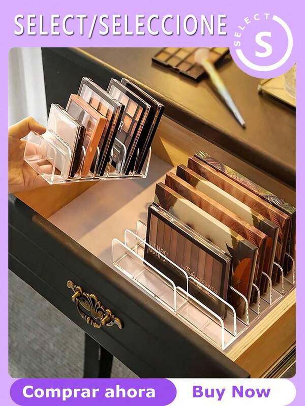 Transparent Eyeshadow Storage Box, Multifunctional Acrylic Makeup Organizer For Vanity Table, Desktop Cosmetics And Hair Accessories Storage Box, Clear Acrylic Lipstick And Eyeshadow Holder Display Stand For Home, Bedroom, Bathroom And Dormitory