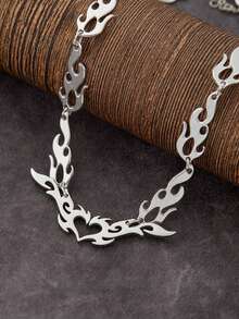 1PC Punk Hip Hop Metal Hollow Clavicle Chain Necklace Jewelry,Silver Color Thorn Heart Choker Necklace For Woman Man - Necklace - View 4
